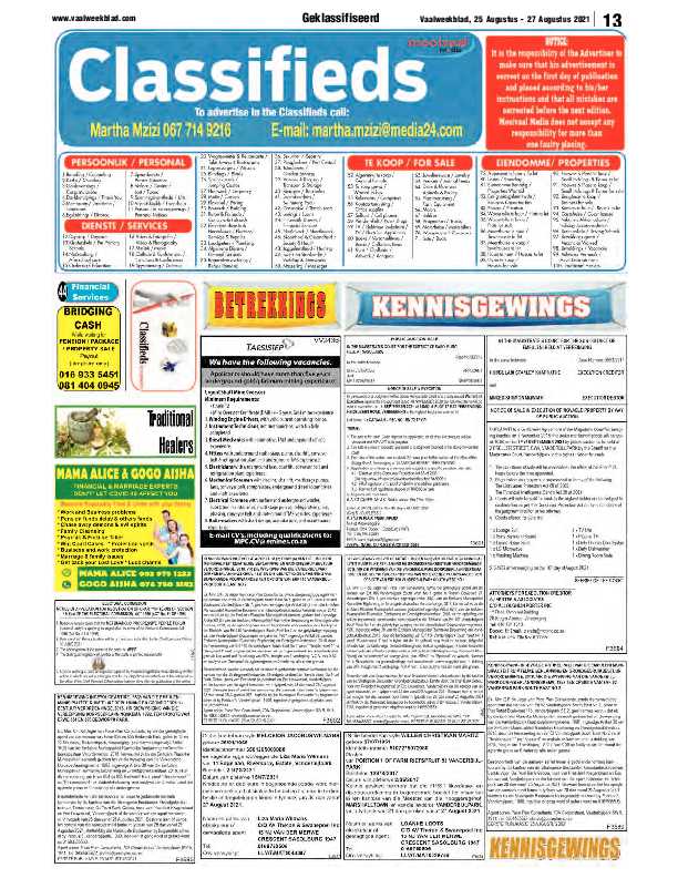 Vaalweekblad 25 Augustus – 27 Augustus 2021 page 13