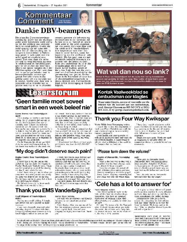 Vaalweekblad 25 Augustus – 27 Augustus 2021 page 6