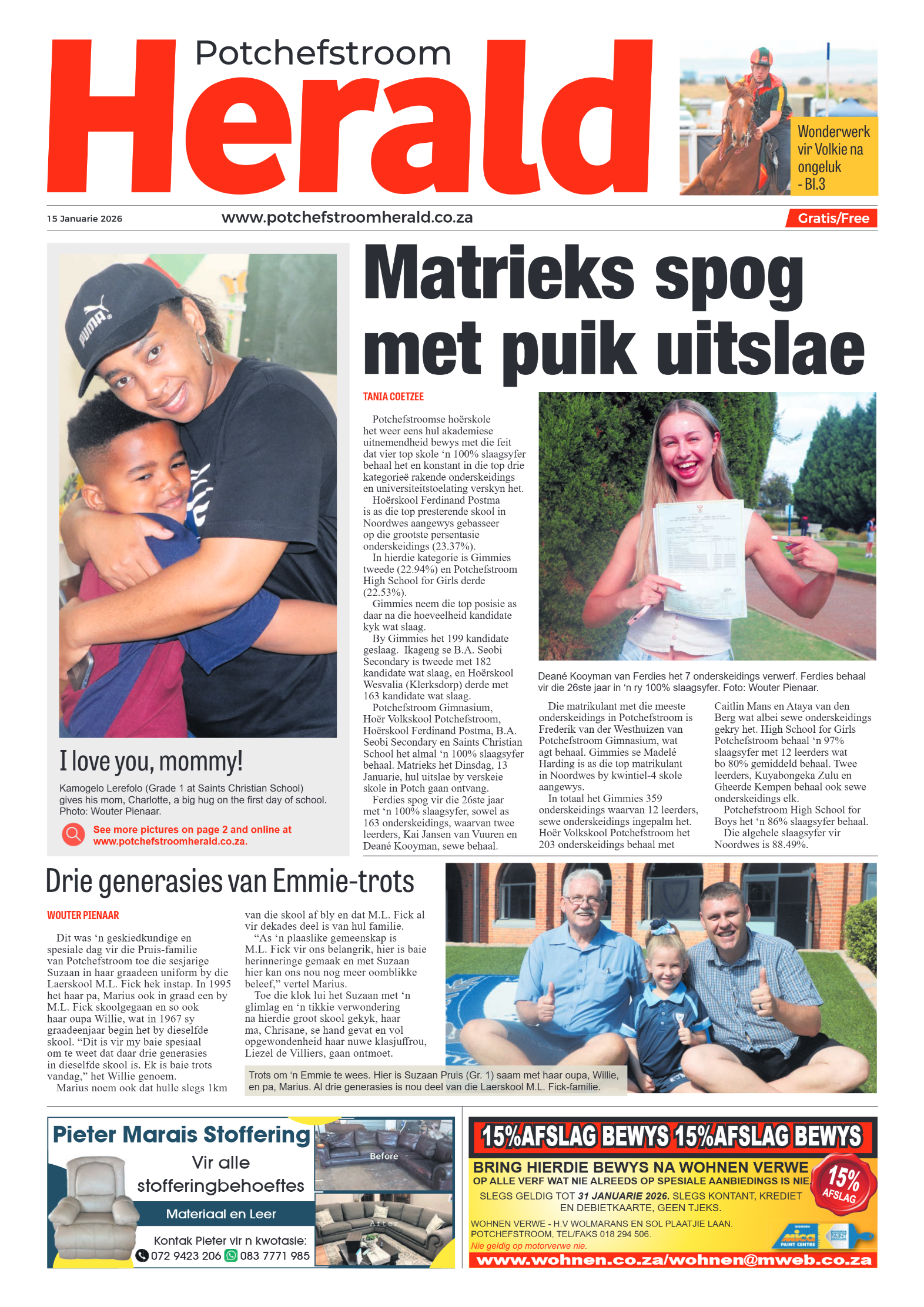Potchefstroom Herald 15 January 2026 page 1