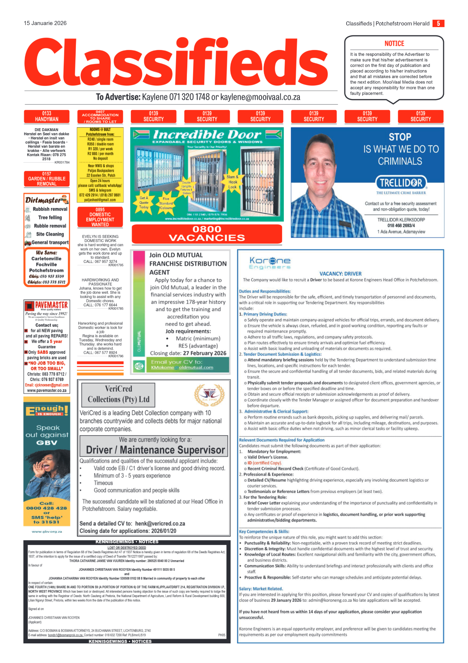 Potchefstroom Herald 15 January 2026 page 5