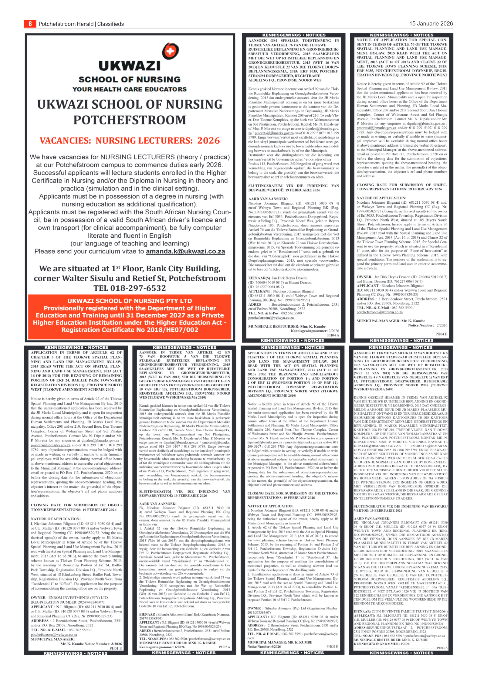 Potchefstroom Herald 15 January 2026 page 6