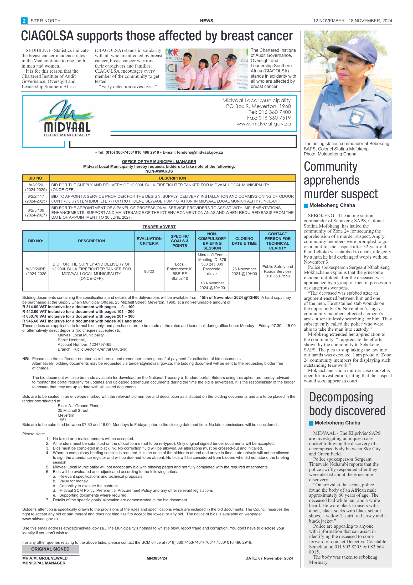 STER NORTH 12 NOVEMBER – 18 NOVEMBER, 2024 page 2