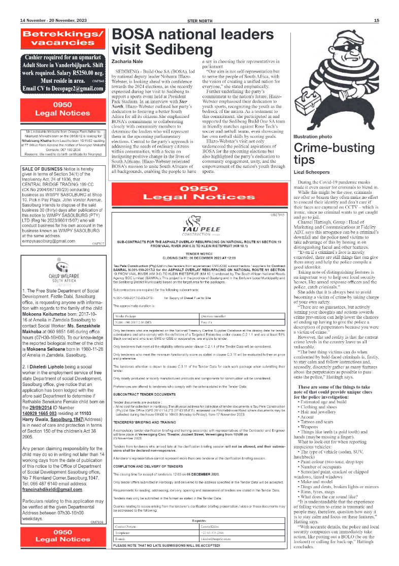 STER NORTH 14 November – 20 November, 2023 page 15