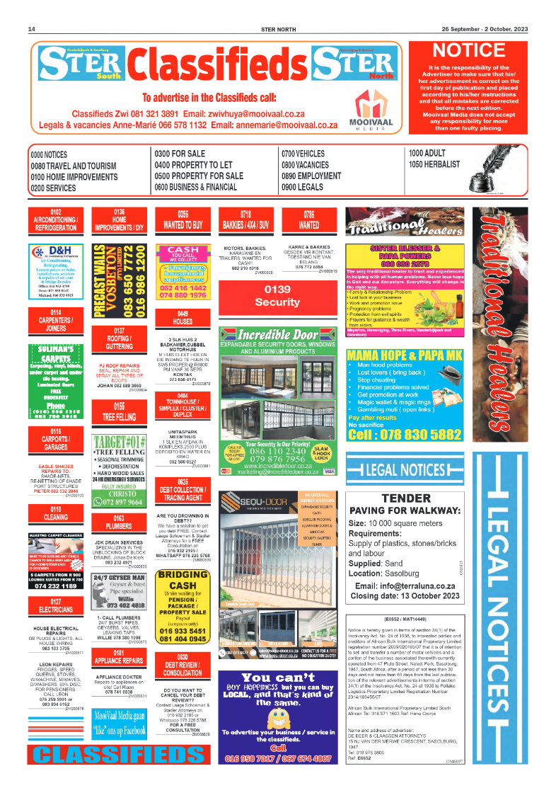 STER NORTH 26 September – 2 October, 2023 page 14