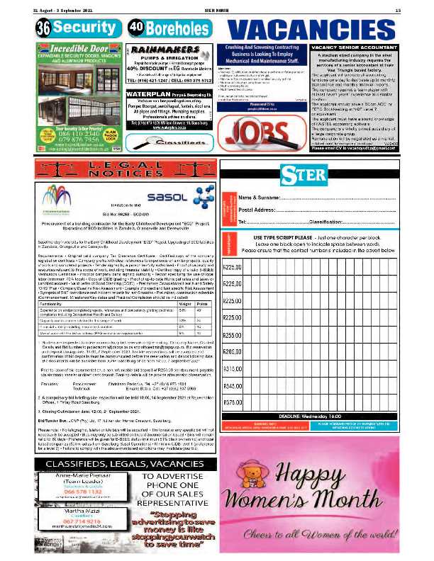 STER NORTH 31 August – 3 September 2021 page 14