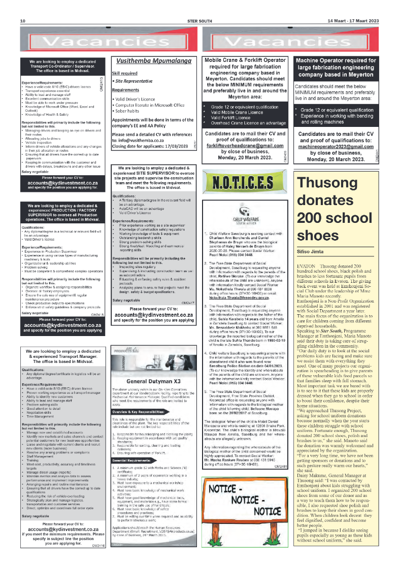 STER SOUTH 14 Maart – 17 Maart 2023 page 10