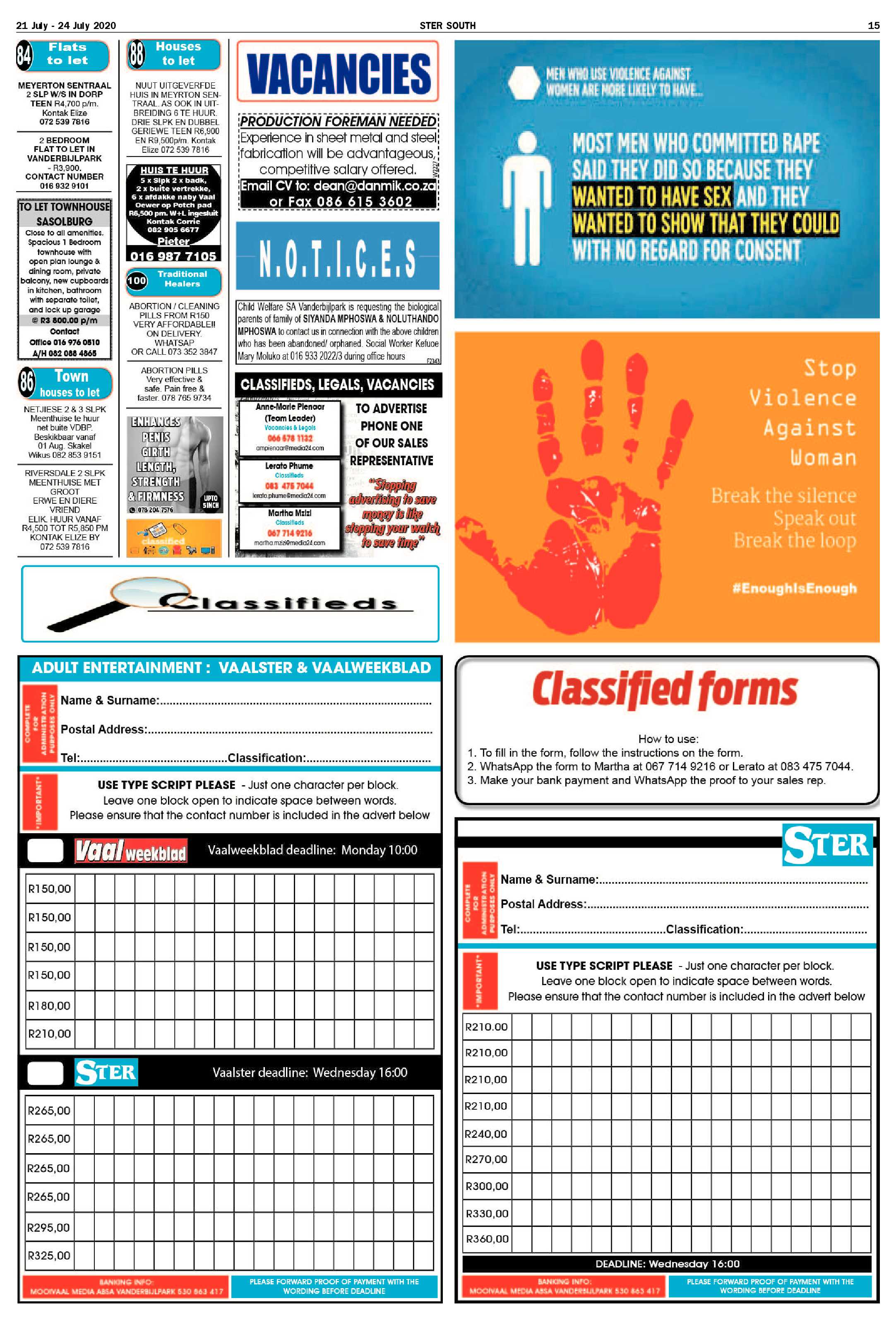 SOUTH STER 21 JULY – 24 JULY 2020 page 15