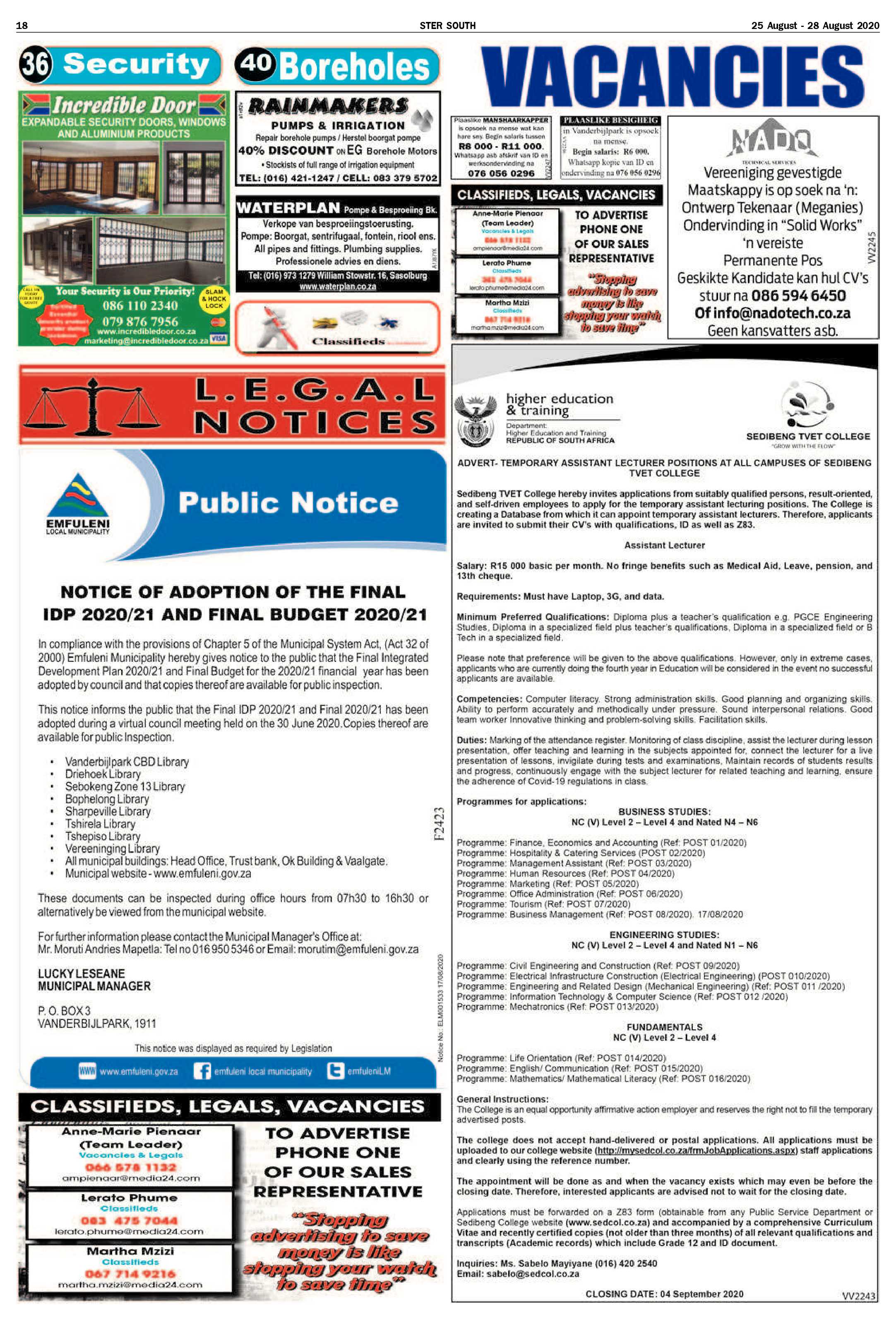 STER SOUTH 25 August – 28 August 2020 page 18