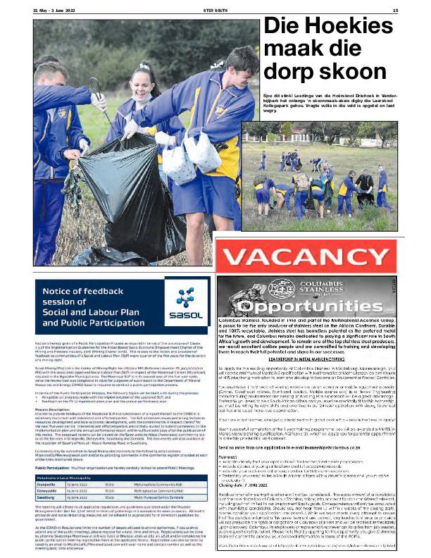 STER SOUTH 31 May – 3 June 2022 page 13