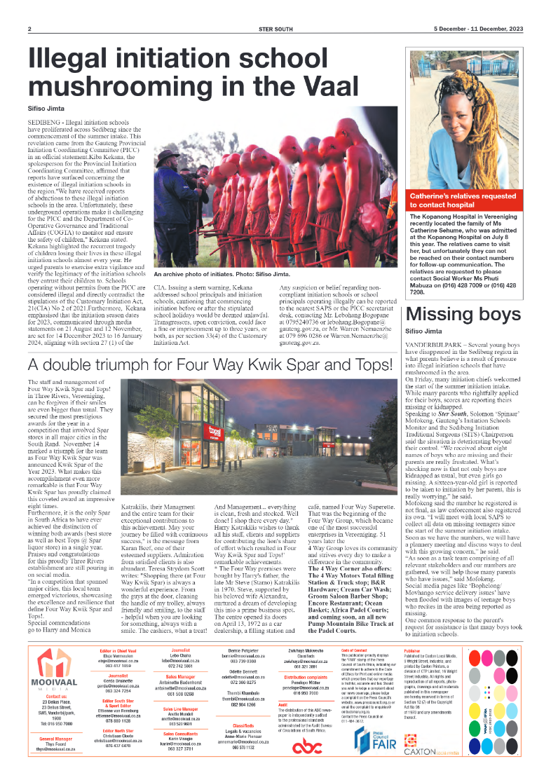 STER SOUTH 5 December – 11 December, 2023 page 2