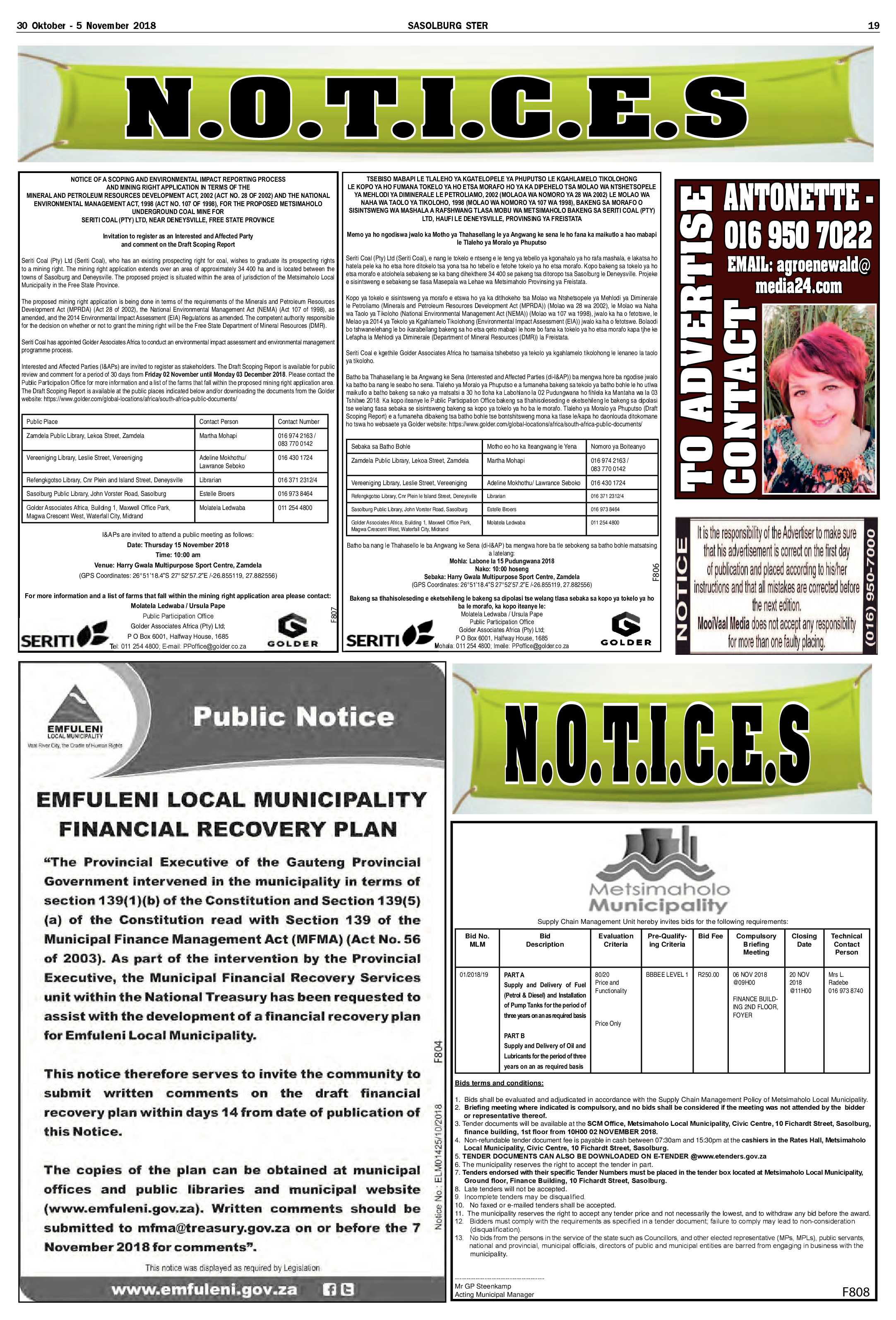 Sasolburg 30 Oktober – 5 November 2018 page 19