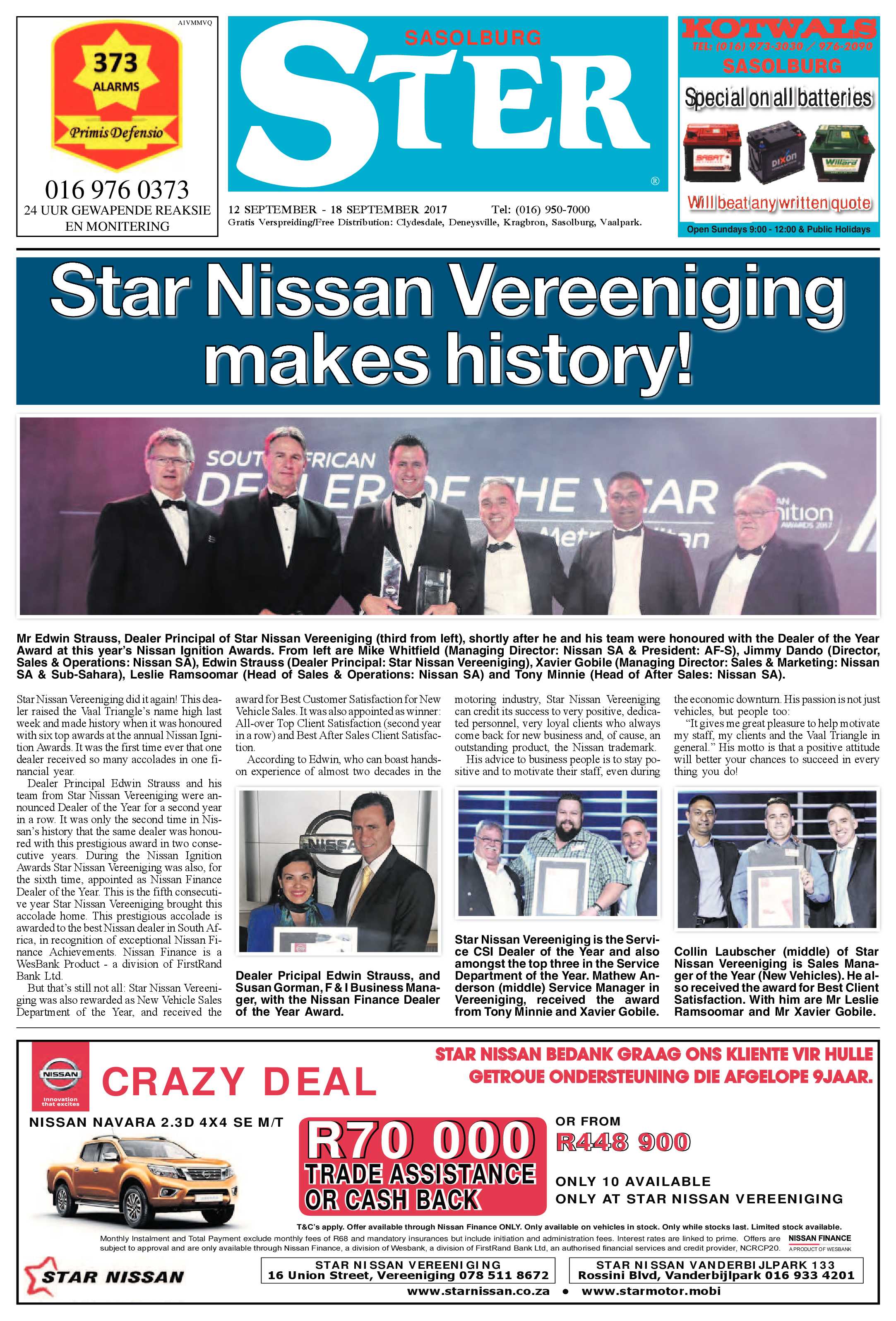 Sasolburg Ster 12 – 18 September 2017 page 1