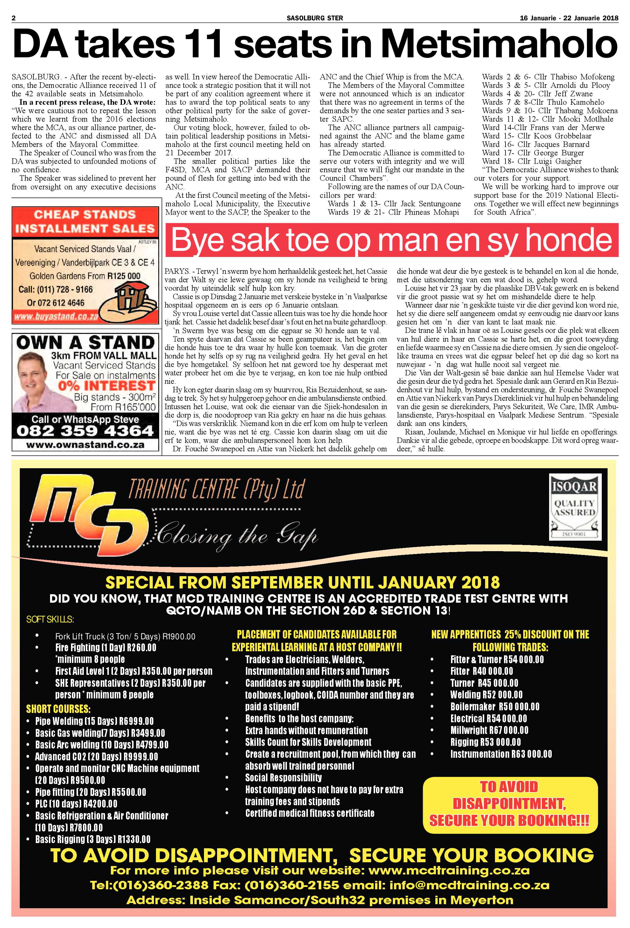 Sasolburg Ster 16 – 22 Januarie 2018 page 2