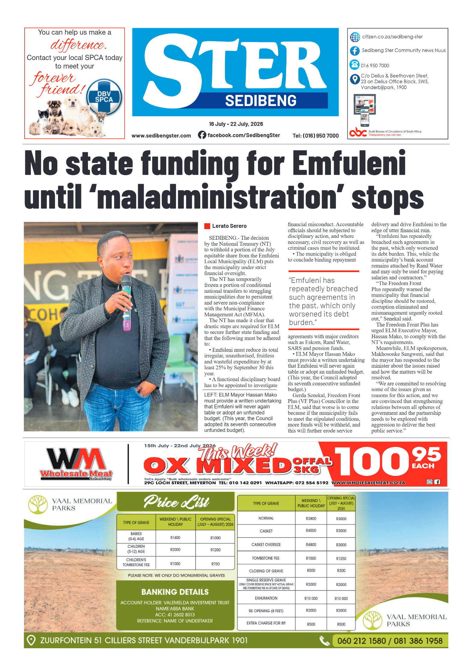 Sedibeng Ster – 16 July 2026 page 1