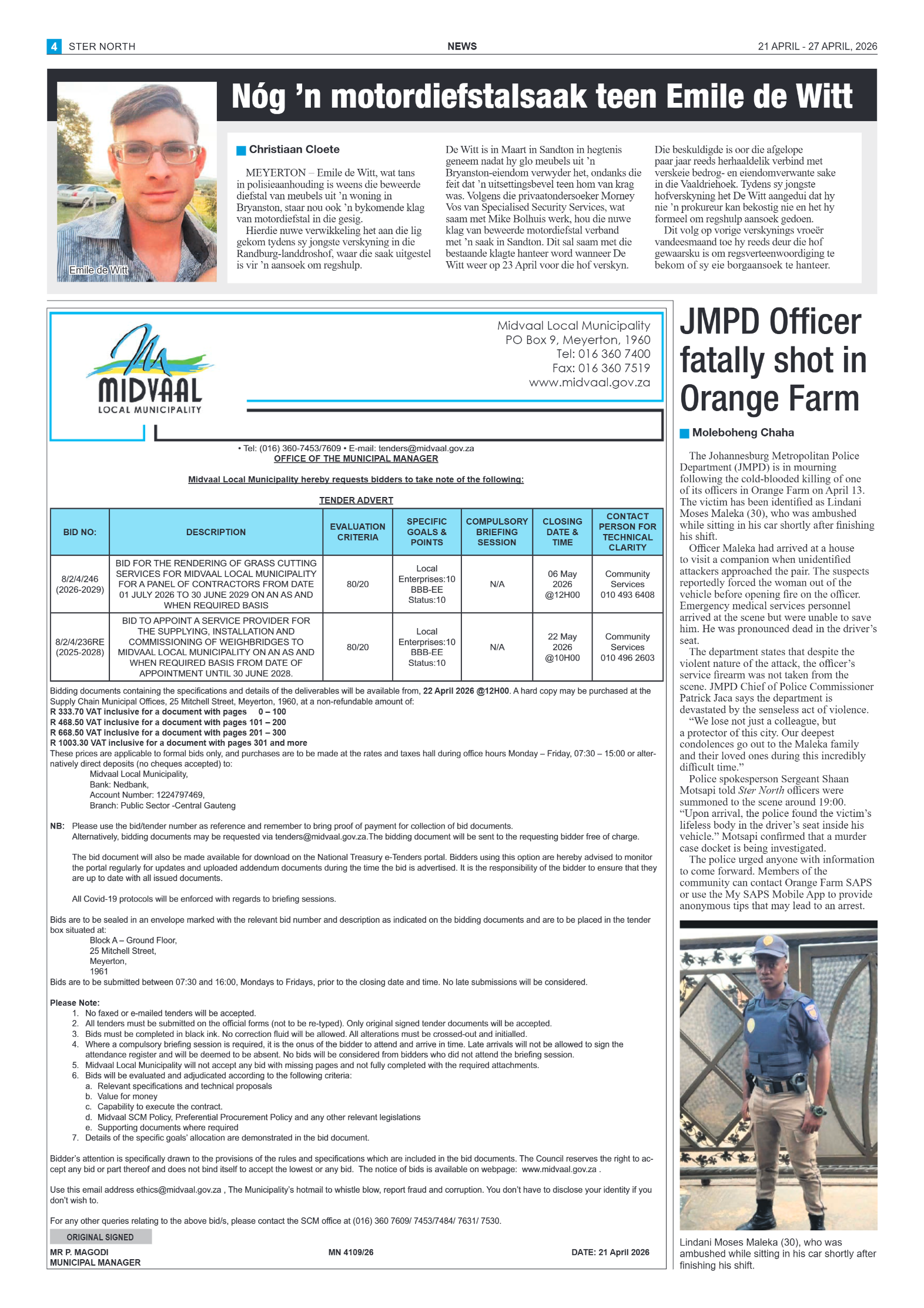 Ster North – 21 April 2026 page 4