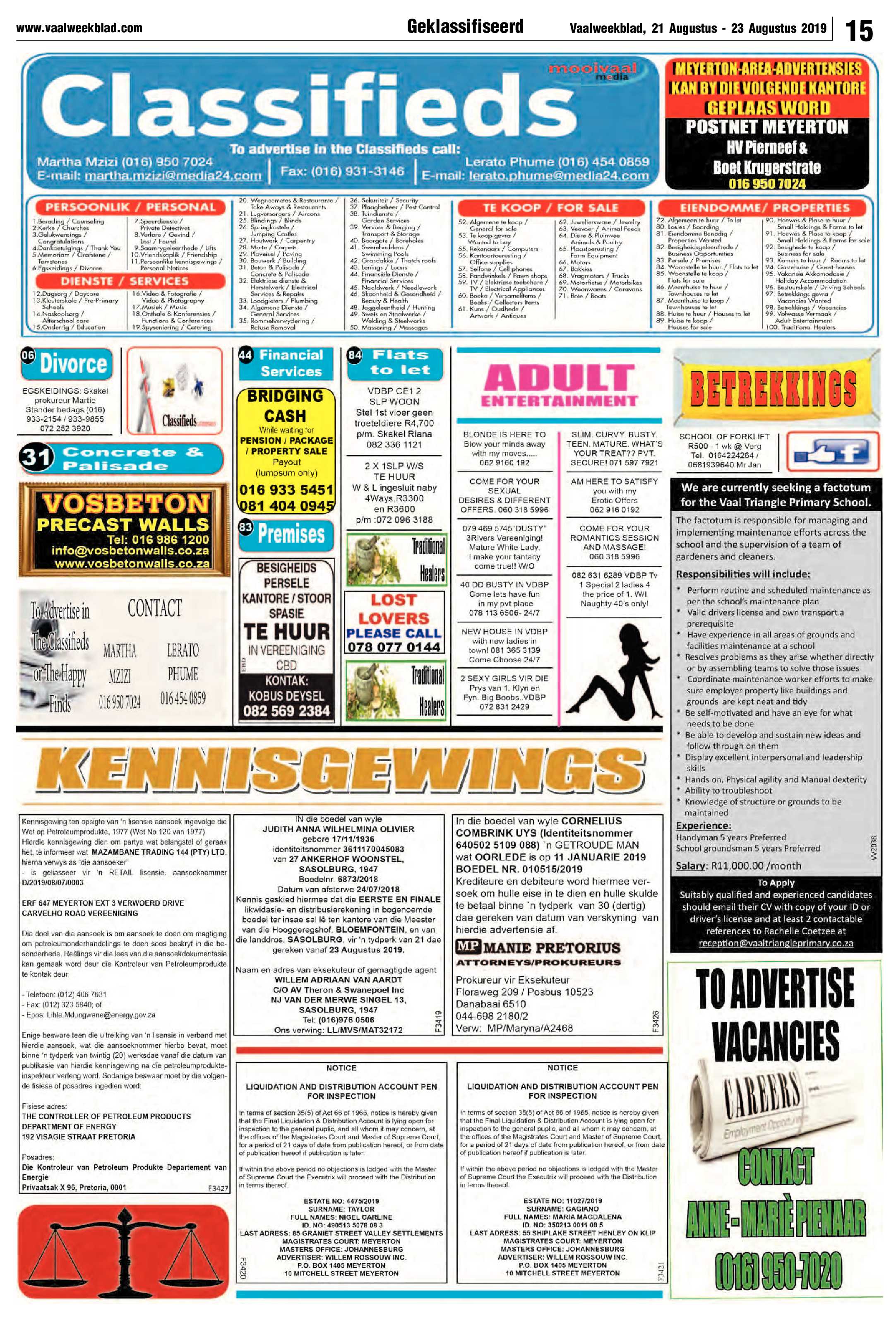 Vaalweekblad 21 – 23 Augustus 2019 page 15