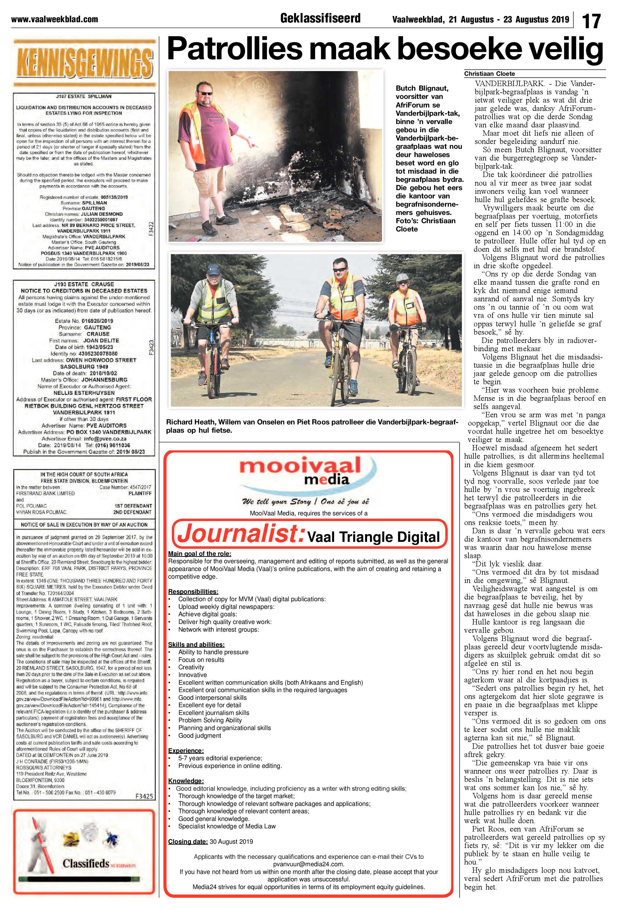 Vaalweekblad 21 – 23 Augustus 2019 page 17