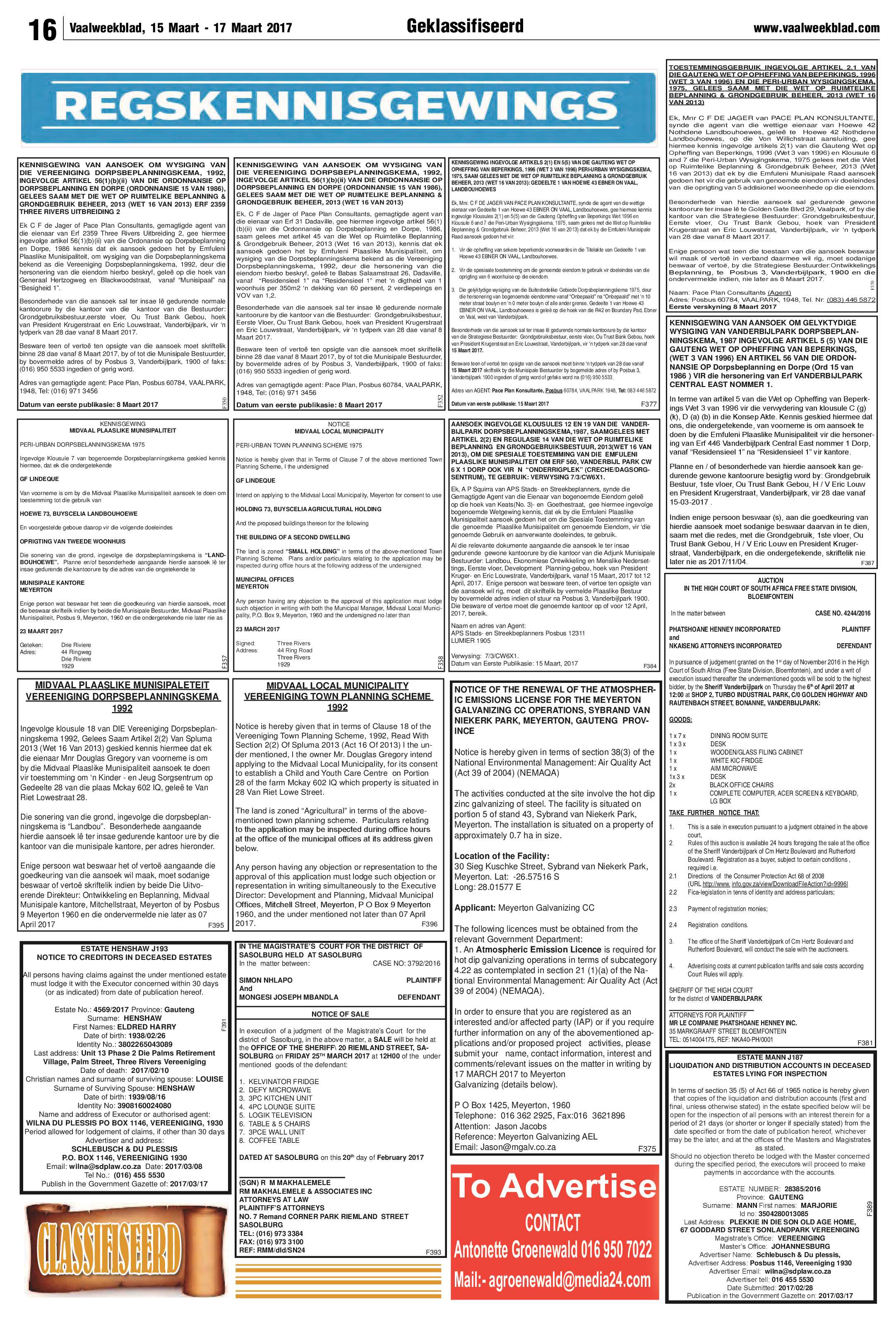 Vaalweekblad 15 – 17 Maart 2017 page 16