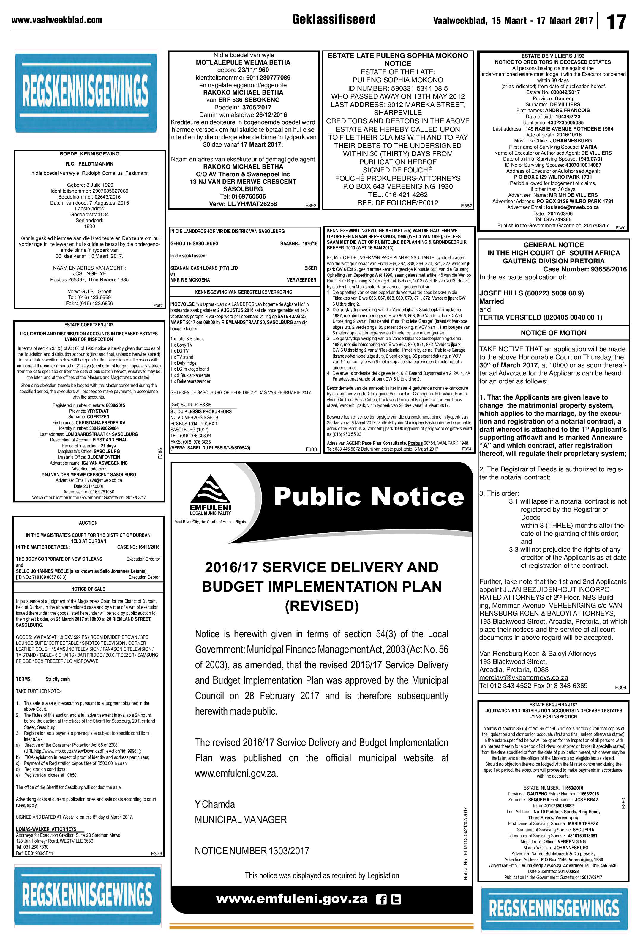 Vaalweekblad 15 – 17 Maart 2017 page 17