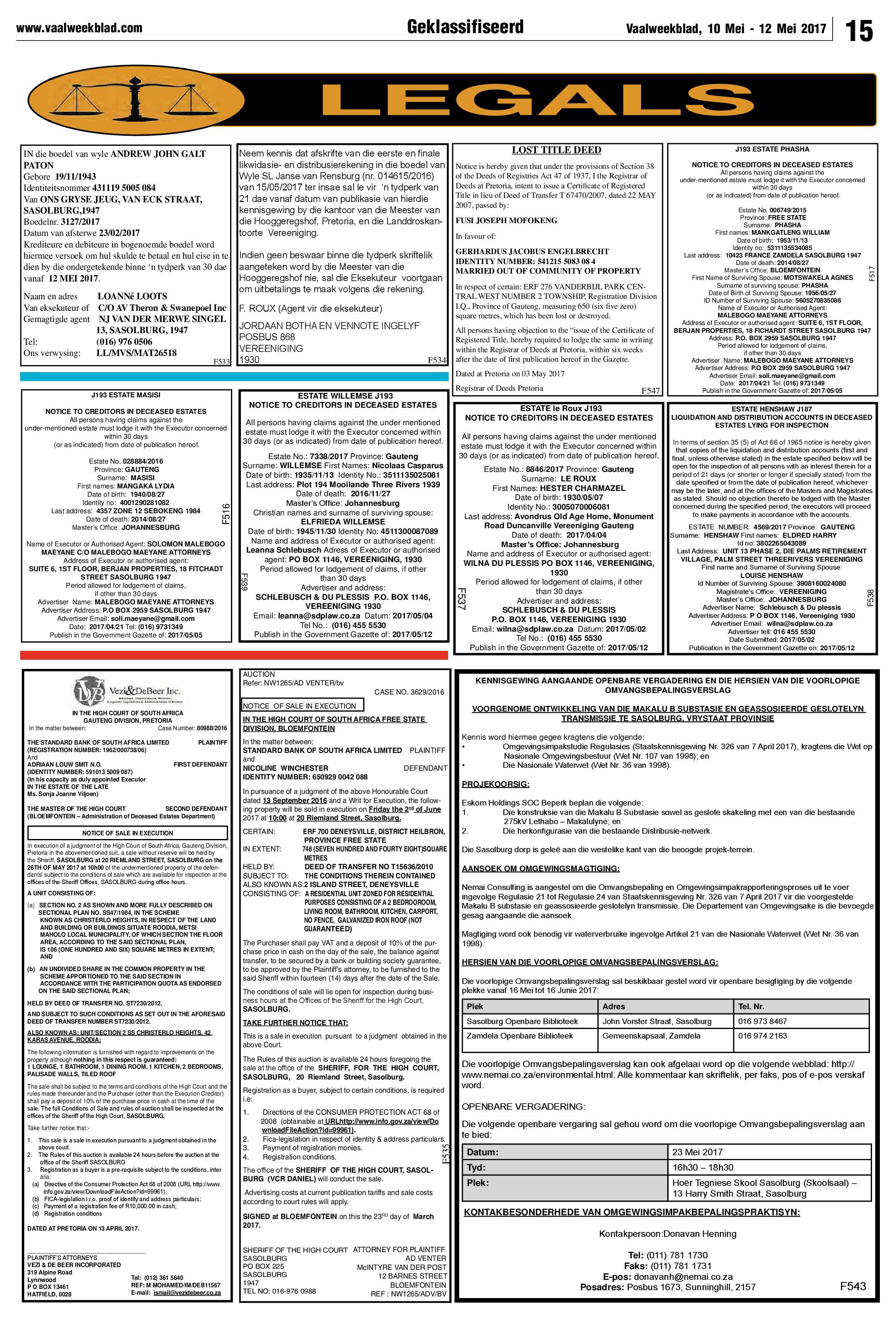 Vaalweekblad 10 – 12 Mei 2017 page 15