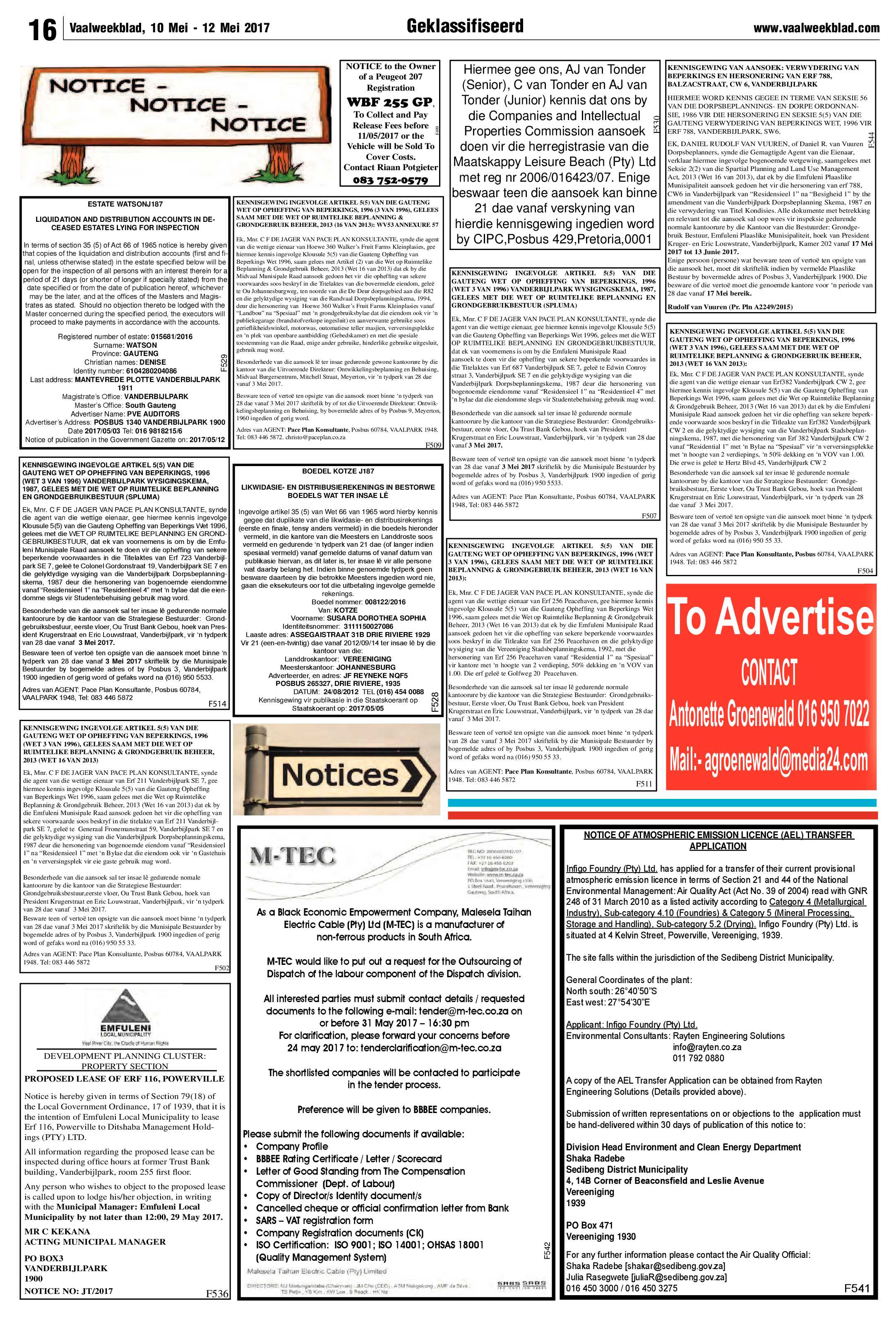Vaalweekblad 10 – 12 Mei 2017 page 16