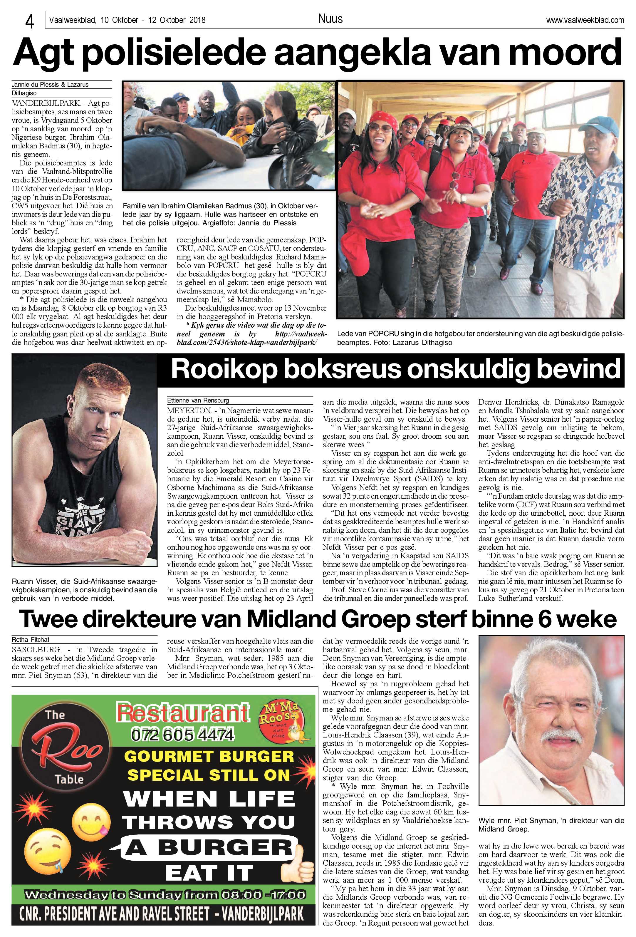 Vaalweekblad 10 – 12  Oktober 2018 page 4