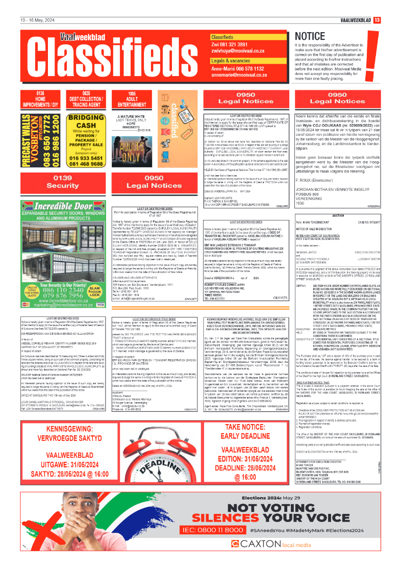 Vaalweekblad – 10 – 16 May, 2024 page 13