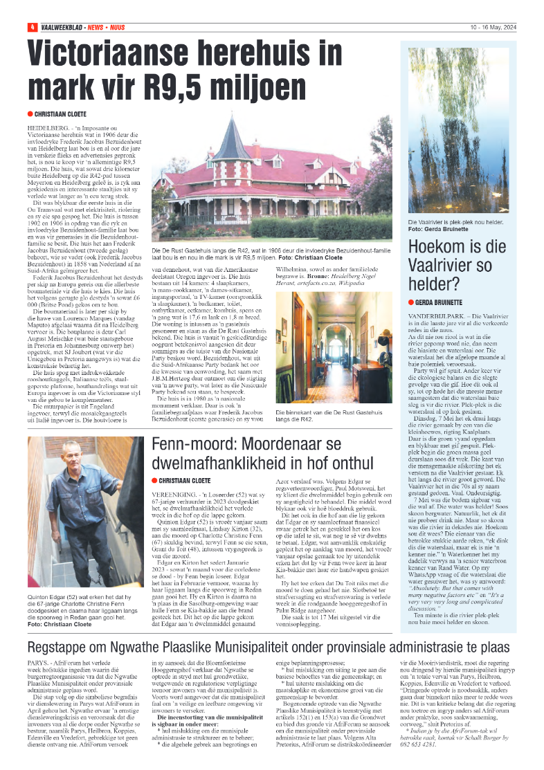 Vaalweekblad – 10 – 16 May, 2024 page 4