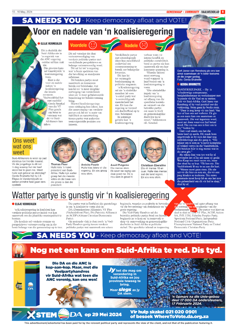 Vaalweekblad – 10 – 16 May, 2024 page 9