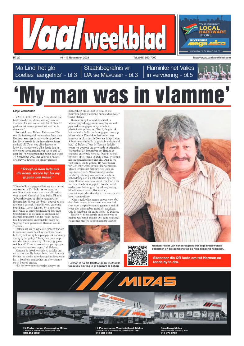 Vaalweekblad, 10 – 16 November, 2023 page 1