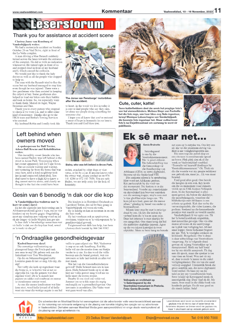 Vaalweekblad, 10 – 16 November, 2023 page 11