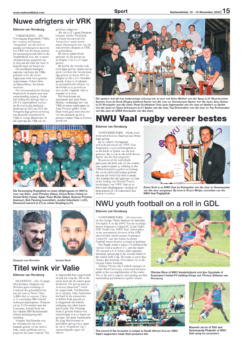 Vaalweekblad, 10 – 16 November, 2023 page 15