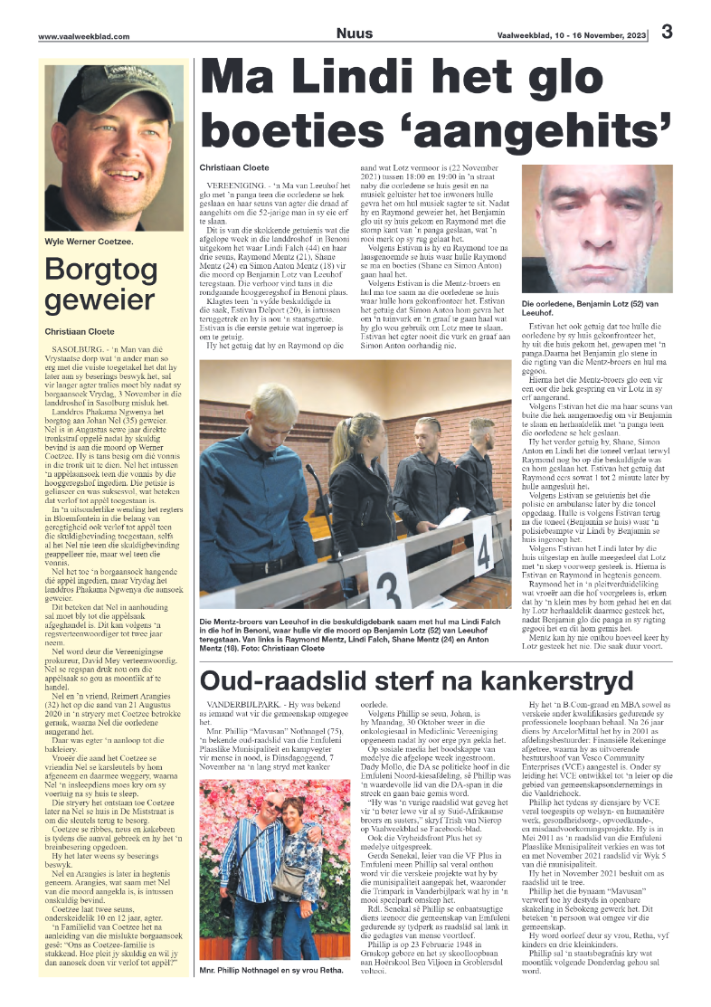 Vaalweekblad, 10 – 16 November, 2023 page 3