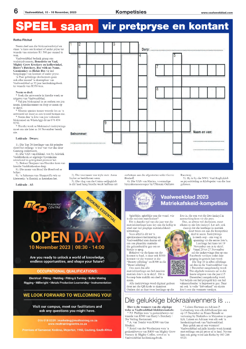 Vaalweekblad, 10 – 16 November, 2023 page 6