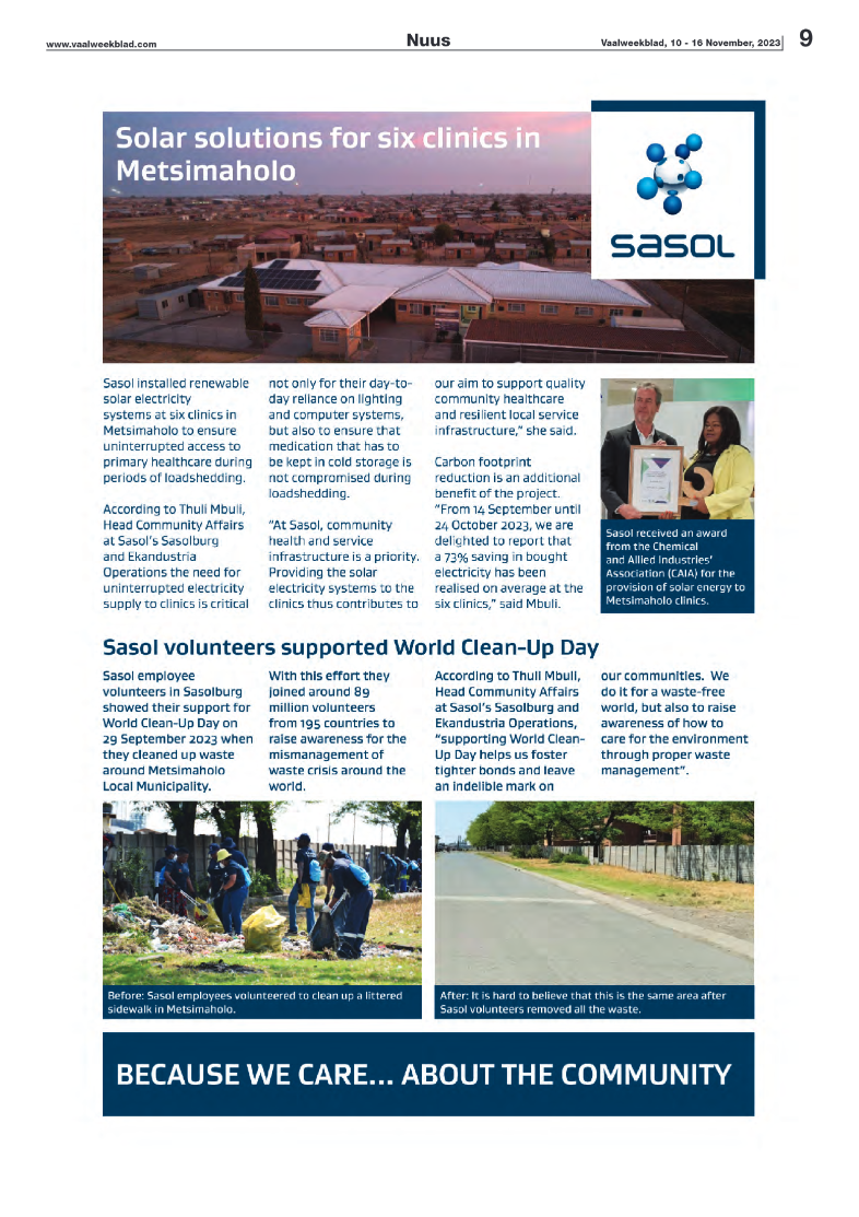 Vaalweekblad, 10 – 16 November, 2023 page 9
