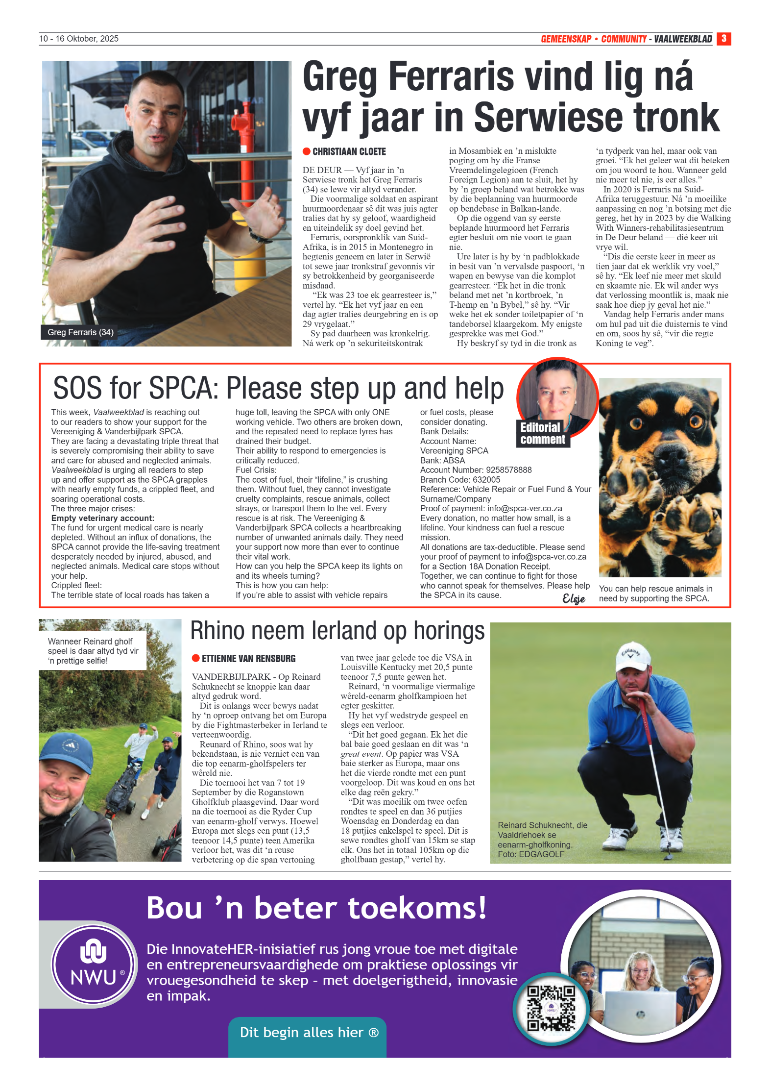 Vaalweekblad 10 – 16 Oktober, 2025 page 3
