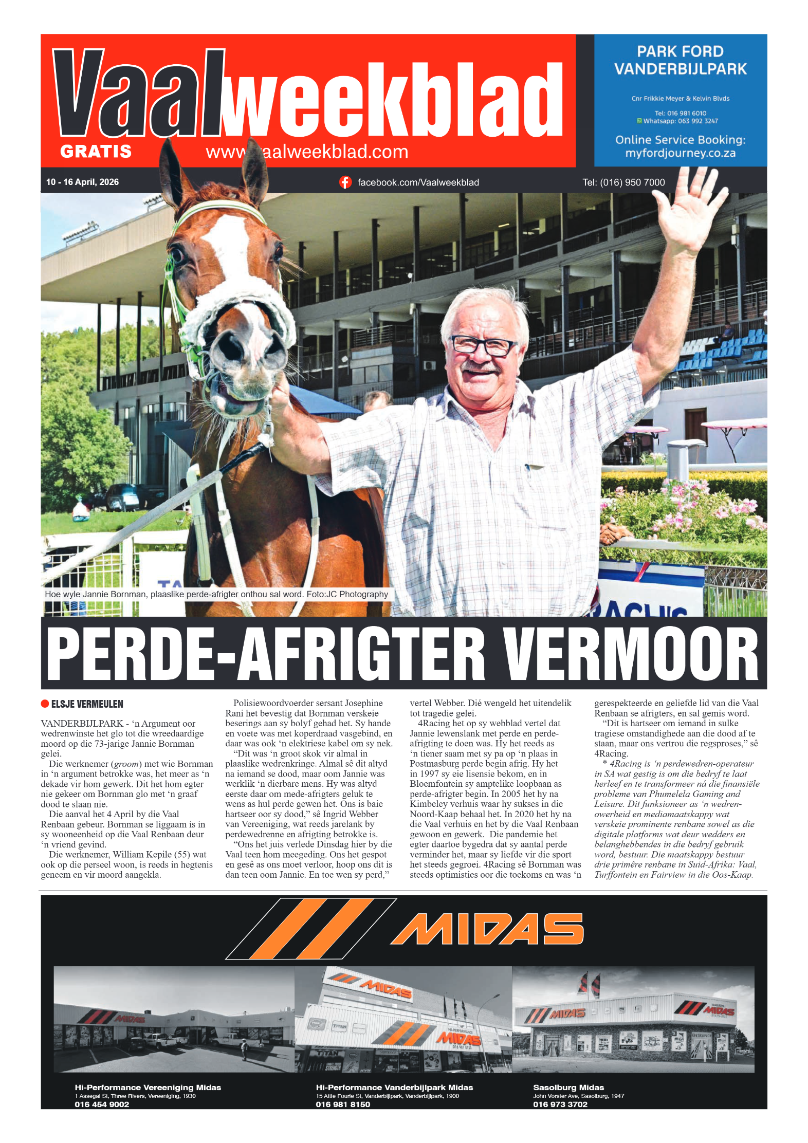 Vaalweekblad – 10 April 2026 page 1