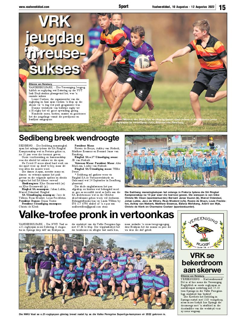 Vaalweekblad, 10 Augustus – 12 Augustus 2022 page 15
