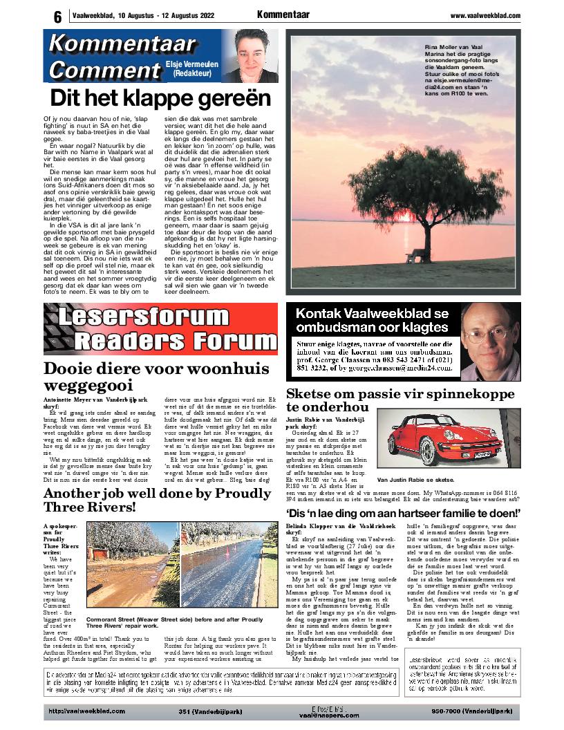 Vaalweekblad, 10 Augustus – 12 Augustus 2022 page 6