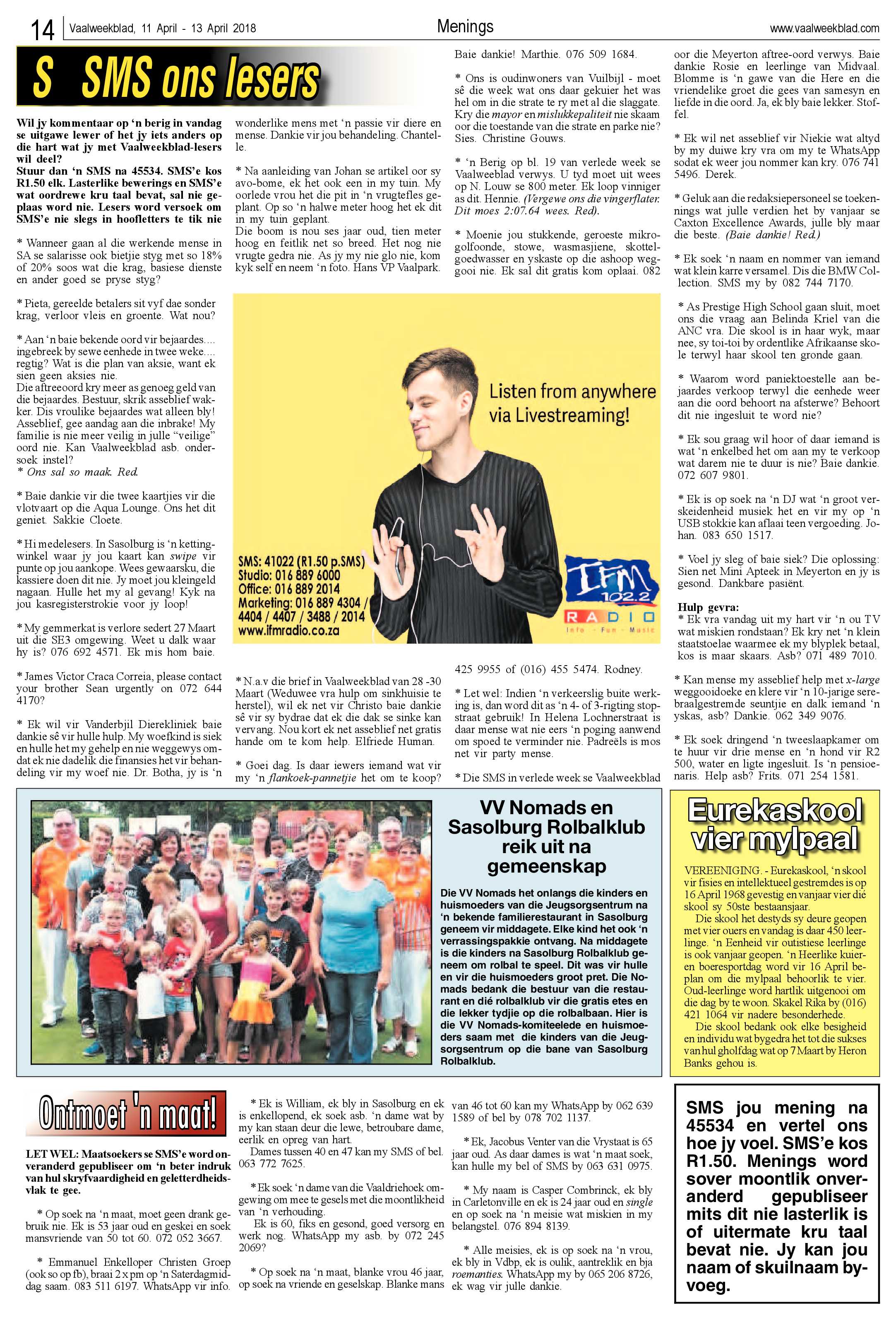 Vaalweekblad 11 – 13 April 2018 page 14