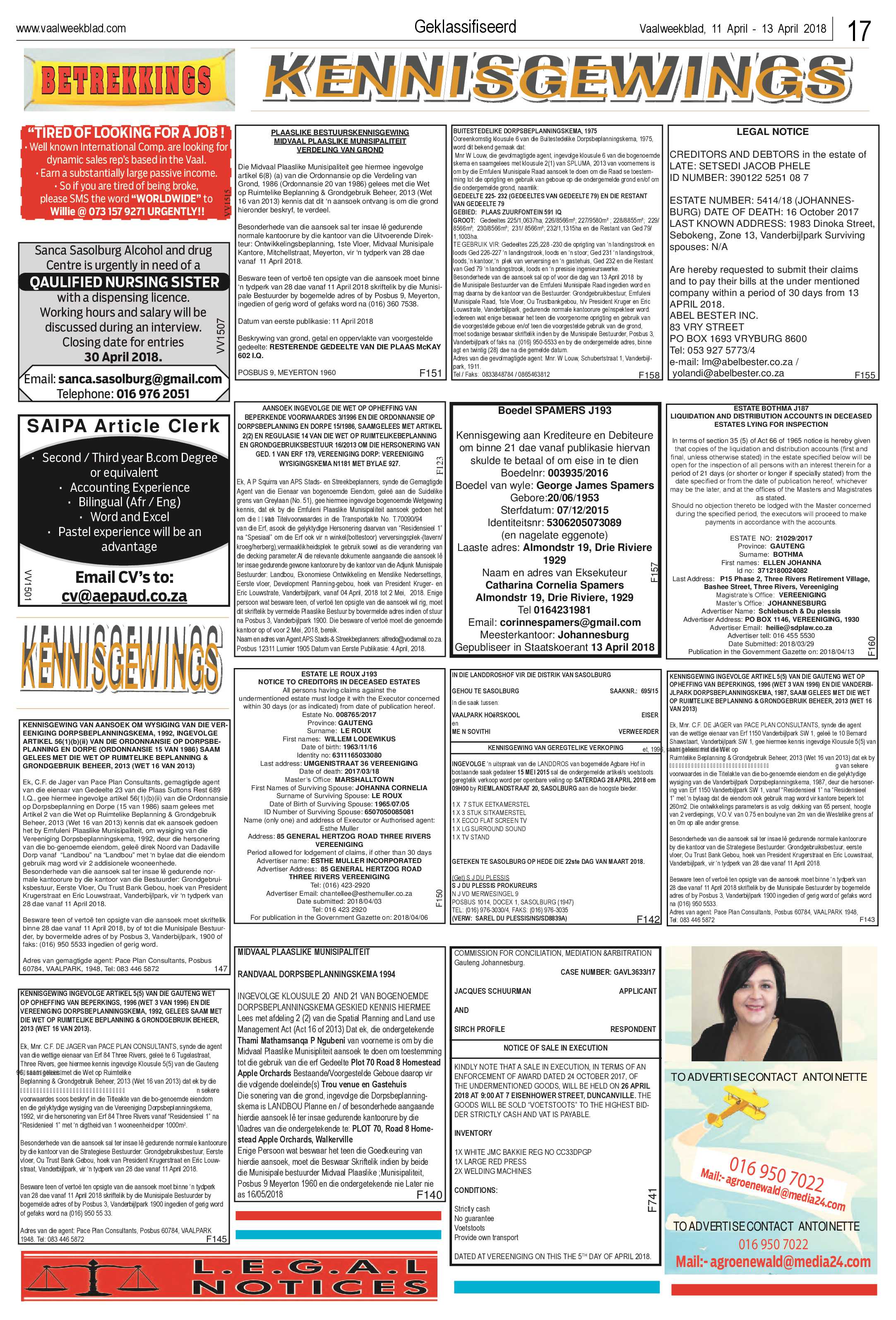 Vaalweekblad 11 – 13 April 2018 page 17