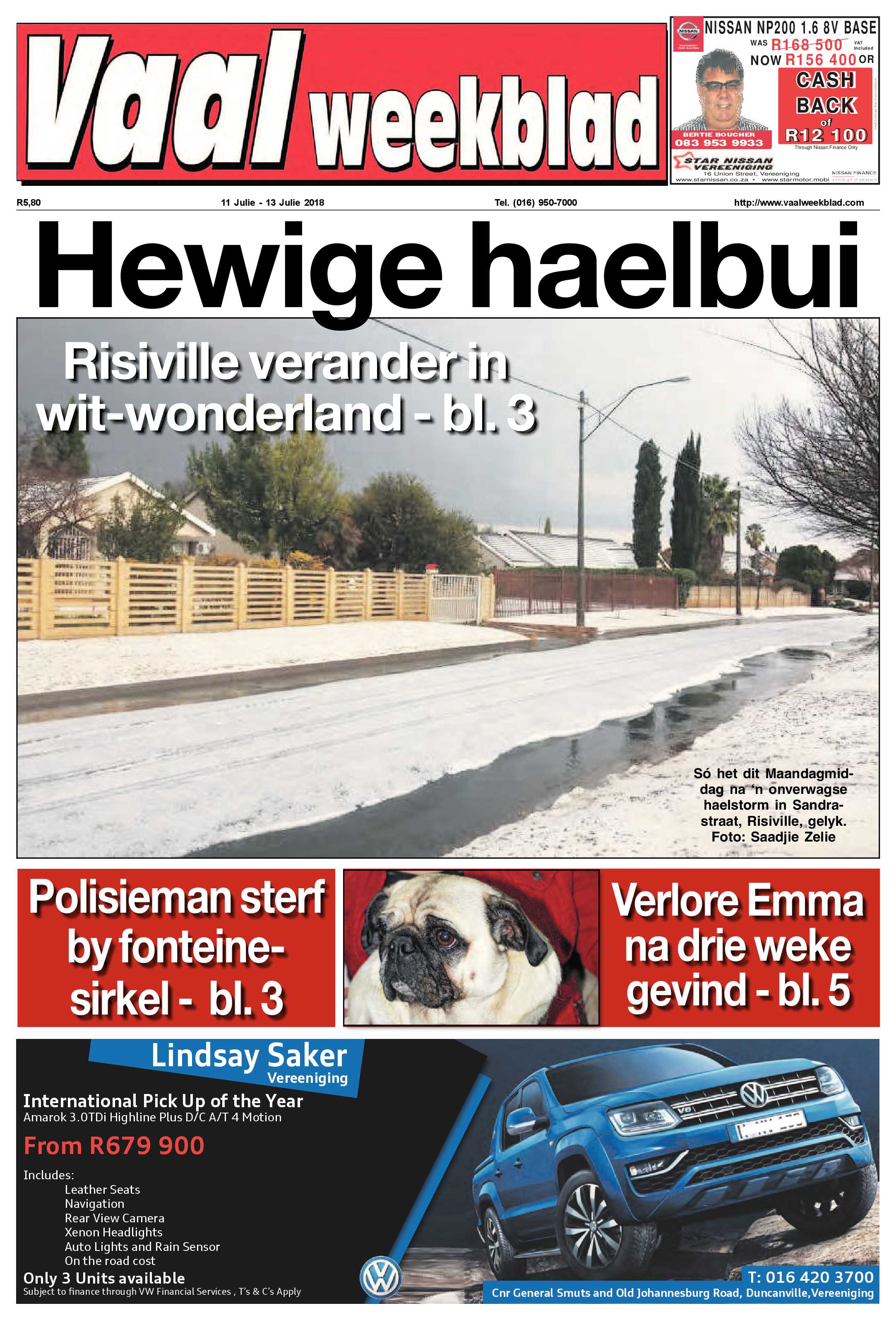 Vaalweekblad 11 – 13 Julie 2018 page 1