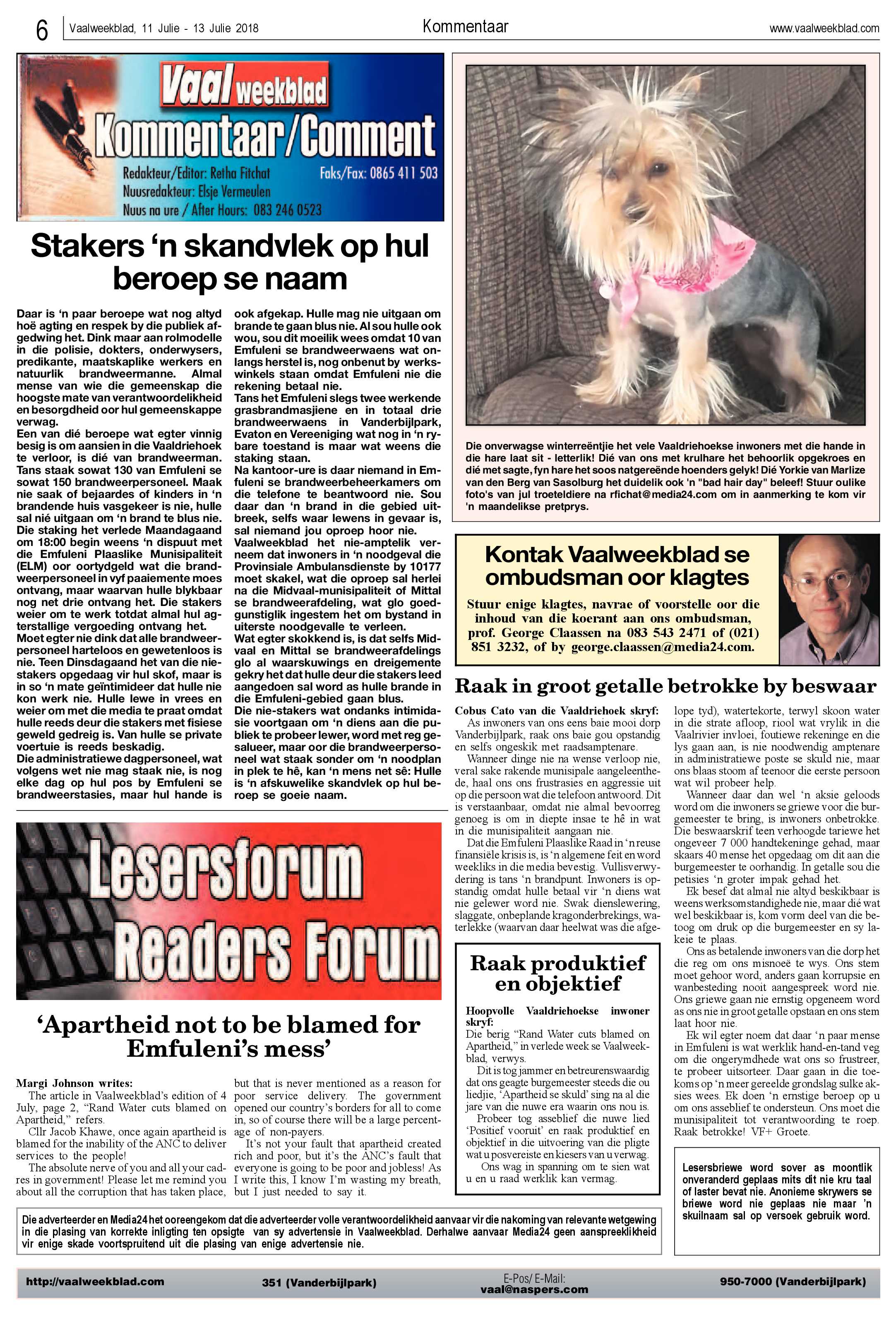 Vaalweekblad 11 – 13 Julie 2018 page 6