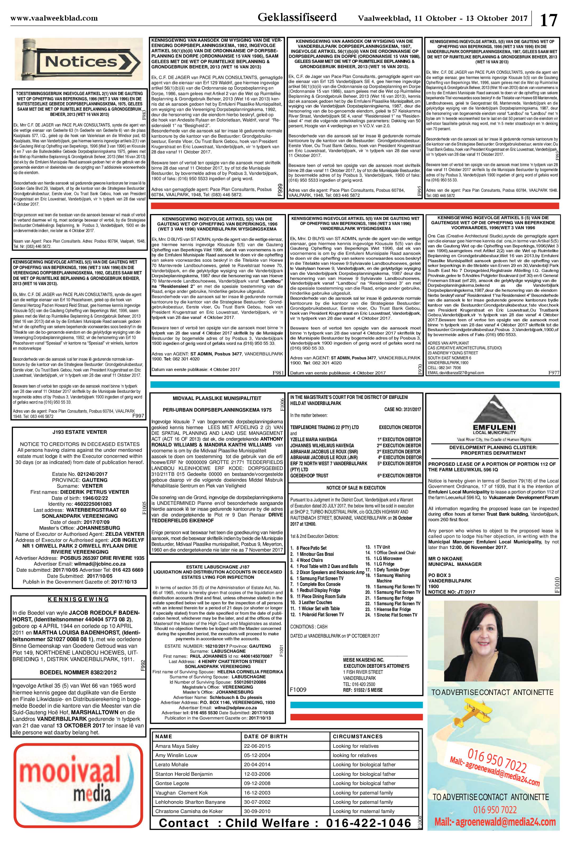Vaalweekblad 11 – 13 Oktober 2017 page 17