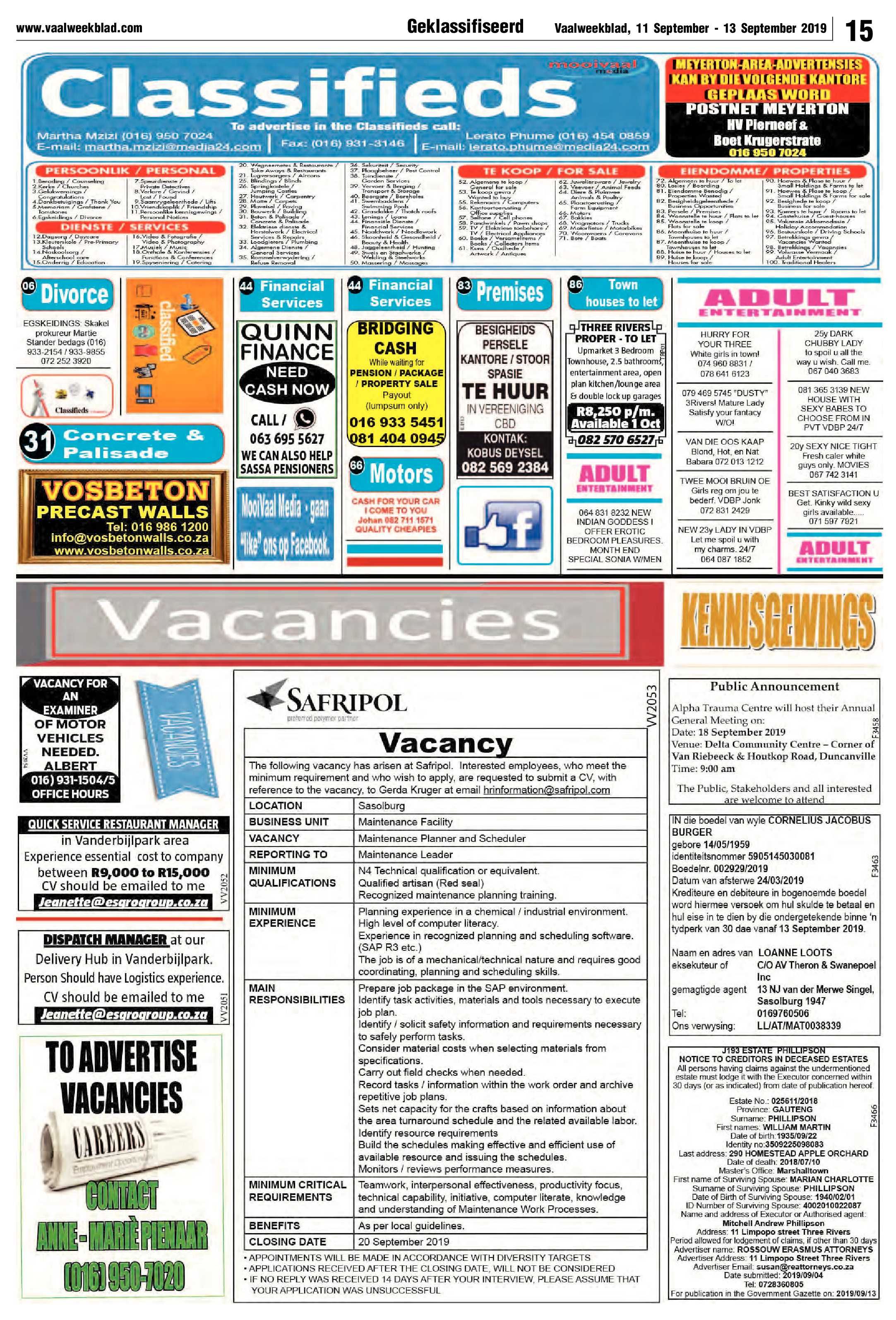 Vaalweekblad 11 – 13 September 2019 page 15