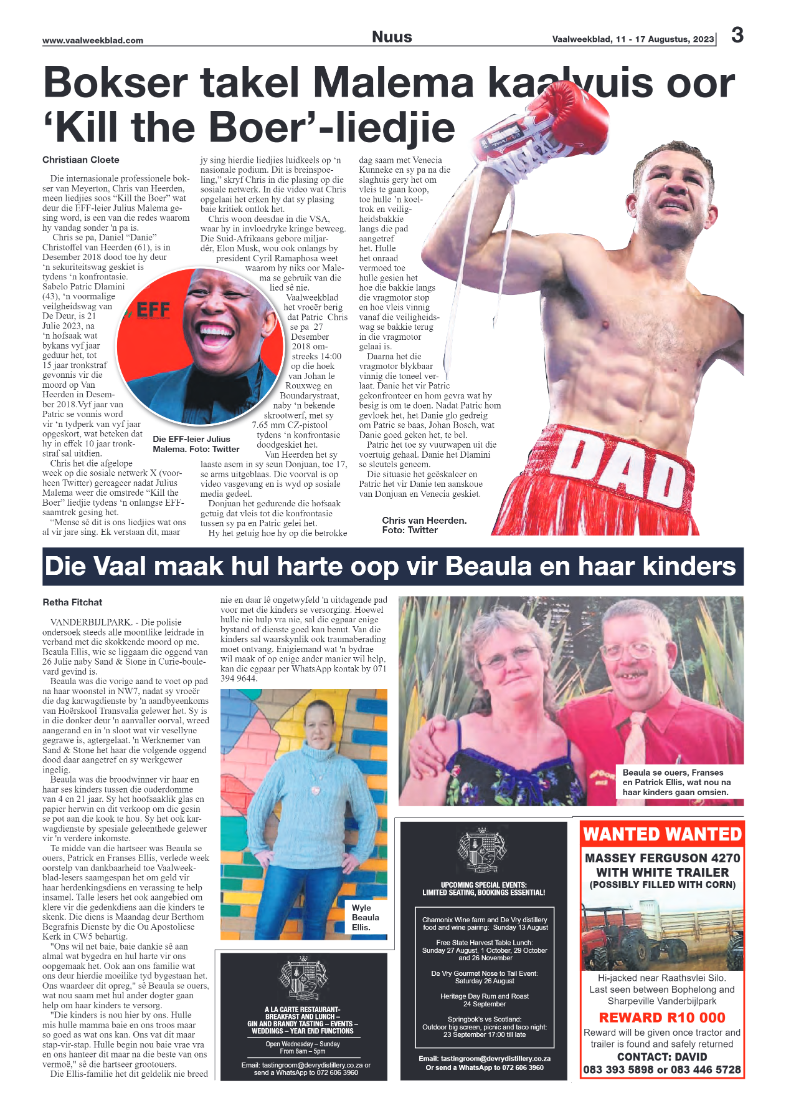Vaalweekblad, 11 – 17 Augustus, 2023 page 3