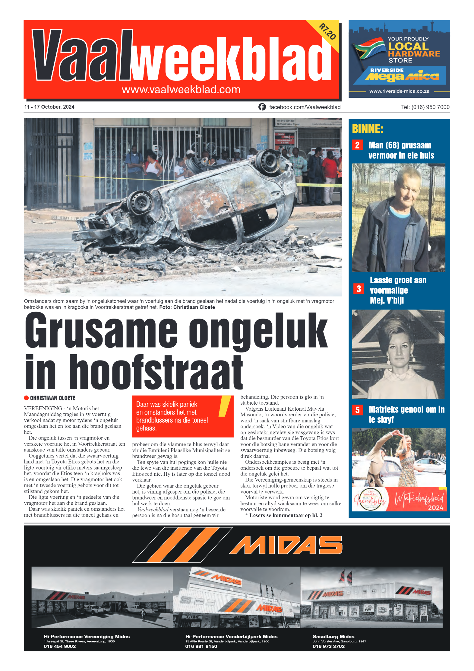 Vaalweekblad 11 – 17 October, 2024 page 1