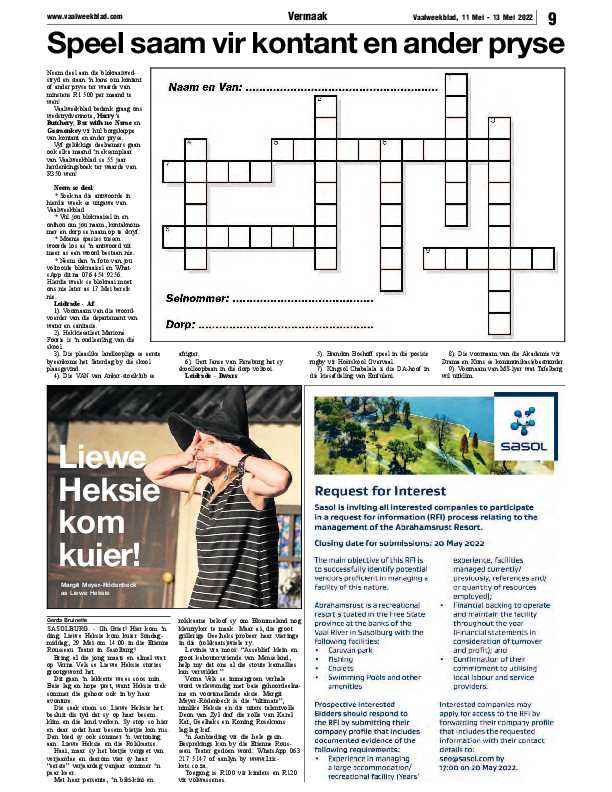 Vaalweekblad, 11 Mei – 13 Mei 2022 page 9