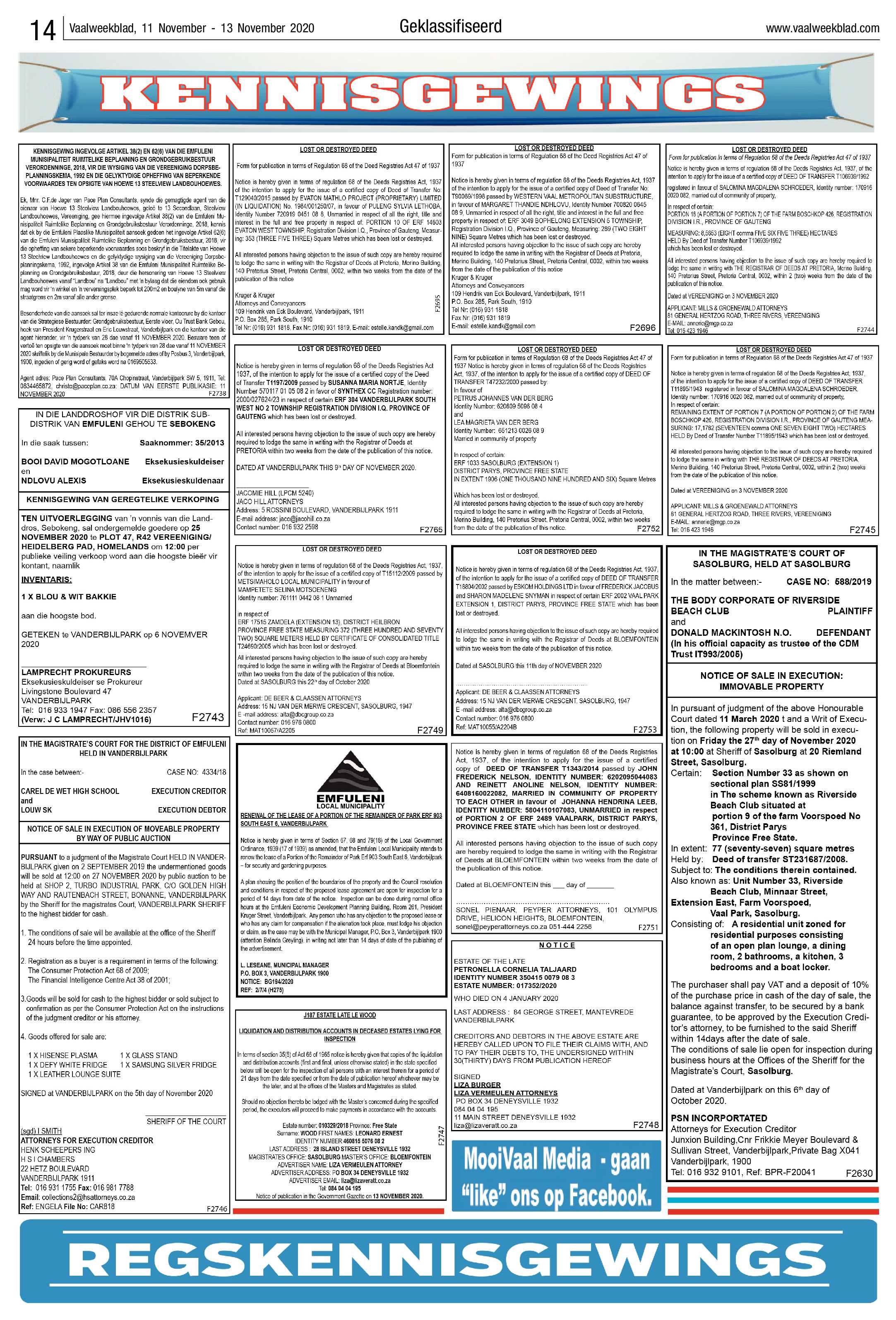 Vaalweekblad 11 November – 13 November 2020 page 14
