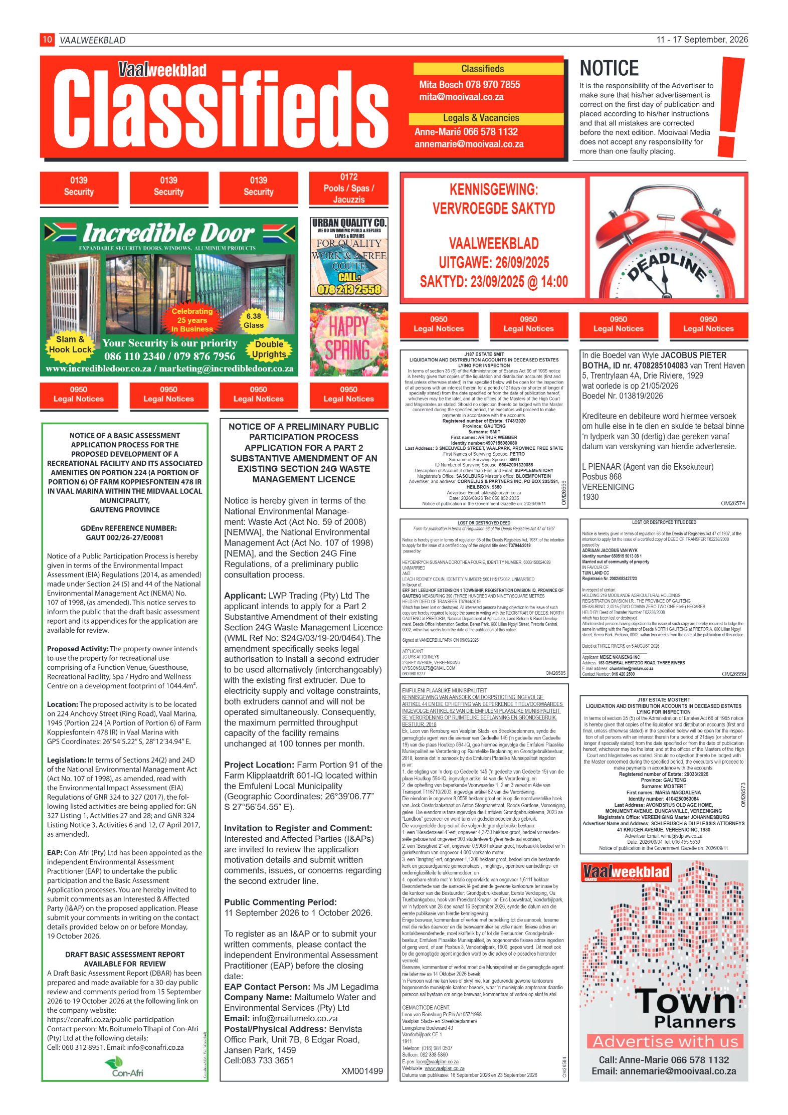 Vaalweekblad – 11 September 2026 page 10